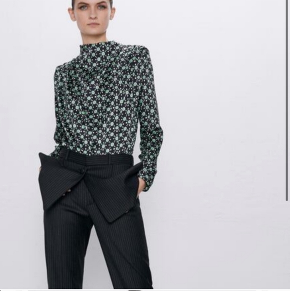 Zara Print Contemporary Long Sleeve Blouse FIRM PRICE - Picture 10 of 10